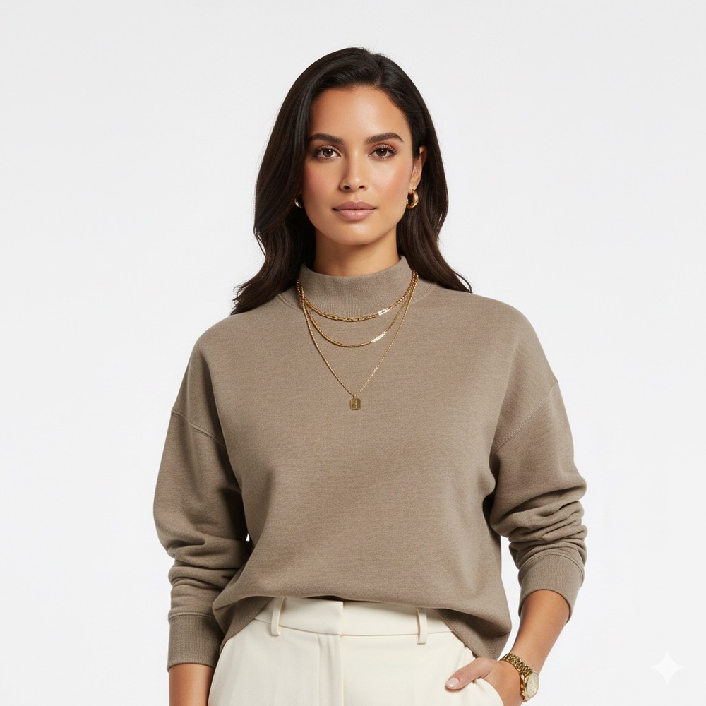 Vince Women's Cozy Dropped Shoulder Pullover Mock Neck Sweater Medium